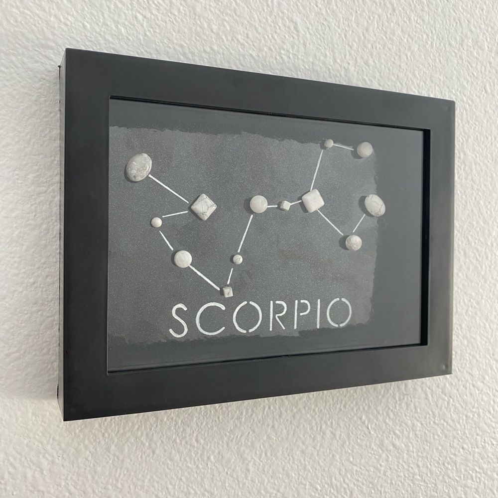 Handmade Horoscope Art SCORPIO Star Constellation Beads Shadow Box 6x8 inches